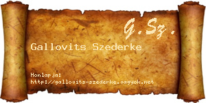 Gallovits Szederke névjegykártya